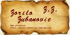 Zorilo Zubanović vizit kartica